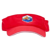 Mountain Waves Embroidered Pro Style Cotton Twill Washed Visor - Red White OSFM