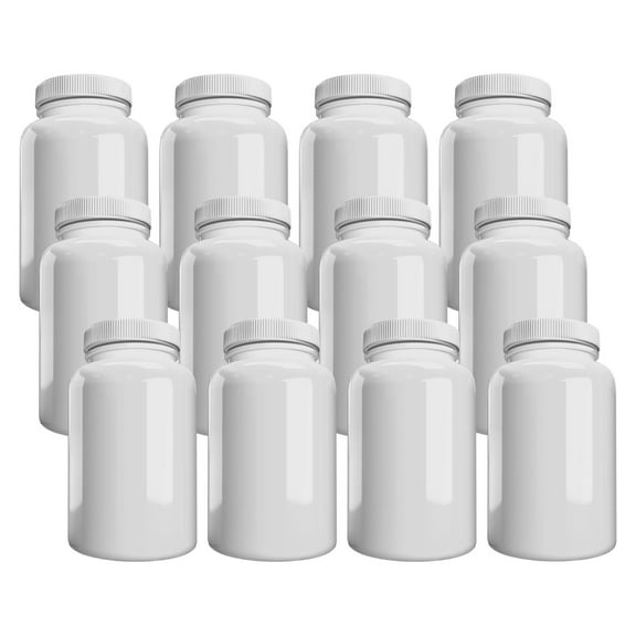 Mountain West Company 12 Pack White Pill Bottle with Lid, Storage, Plastic Pill Container, 120cc Capacity