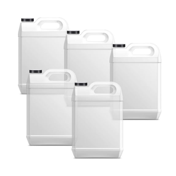 Mountain West Company 64 fl oz F-Style Jug, 5 Count, Natural Colored Plastic Container with Lid, Storage for Liquids