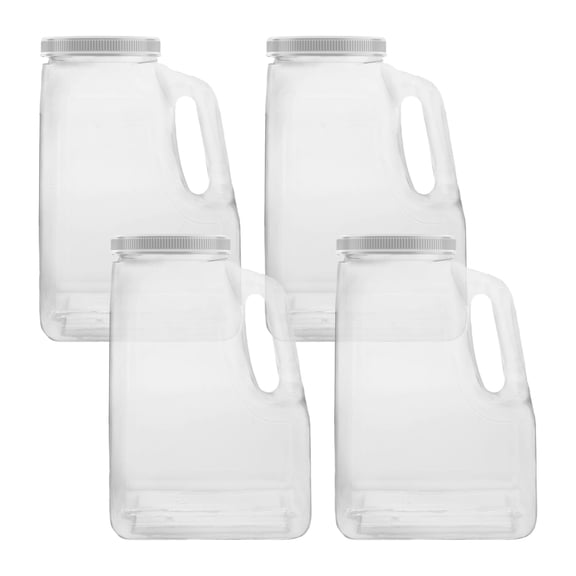 Mountain West Company Oblong Jar with Handle, 4 Pack, Plastic Storage Container, Great for Liquid, 1.25 Gallon Size