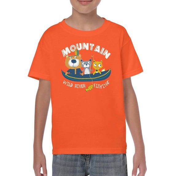 Mountain Wild River Fishing T-Shirt Juniors -Image by Shutterstock, Large