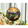 thumbnail image 1 of Mountain Wildflowers Glass Suncatcher, Nature Landscape Window Hanging, 6.3 in, 1 of 3