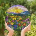 thumbnail image 1 of Mountain Wildflowers Glass Suncatcher v11, Sunset Nature Window Art, Mountain Range Decor, 7.9 in, 1 of 3