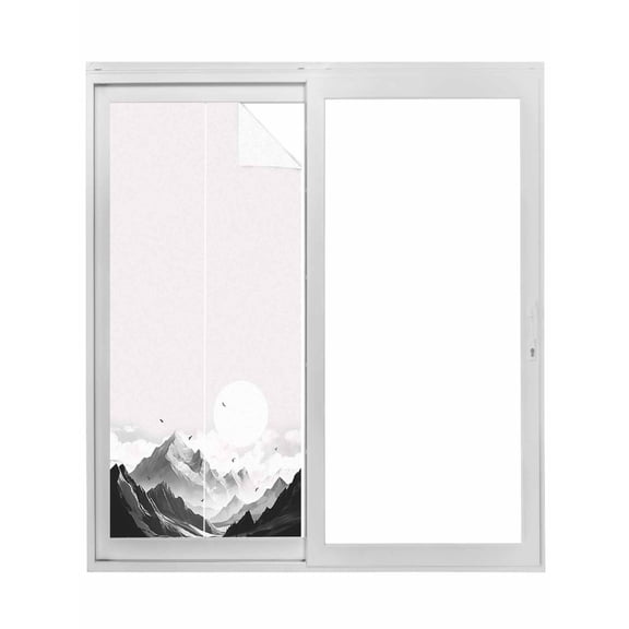 Mountain Window Privacy Film, Eagle Sky Cloud Black and White Landscape Static Cling UV Sun Blocking Tint Film Heat Control Windows Films for Bedroom Bathroom, Window Stickers 17.7"x39.3"