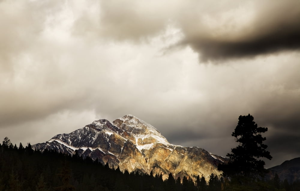 Mountain With Cloudy Sky Canvas Art - Con Tanasiuk Design Pics (38 x 24)