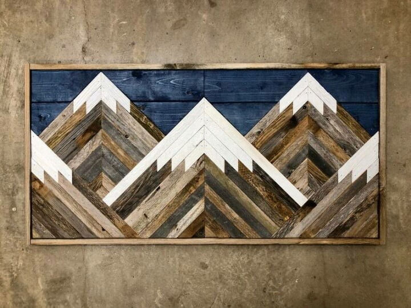 Mountain Wood Wall Art Deco Blue Handmade Rustic Mountain Tops Wall Art Perfect Gift for Home