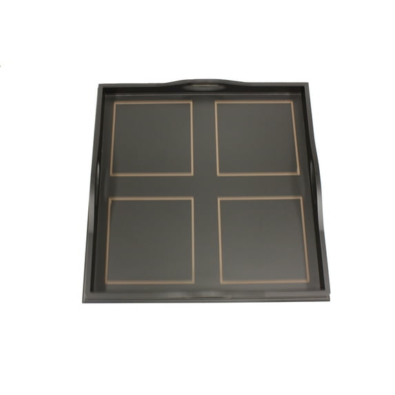 Mountain Woods Antique Black Square Ottoman Luxury Wooden Serving Tray - 23"