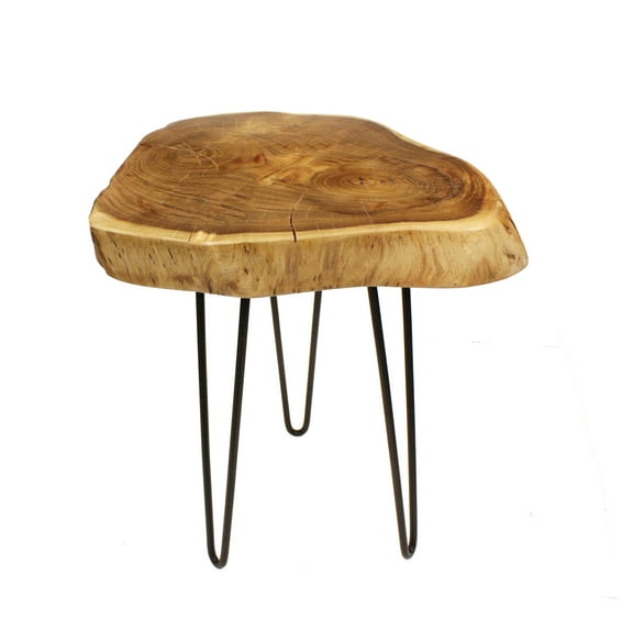 Mountain Woods Live Edge Side Table / Stool Made With Hand Selected Organic Brown Acacia Wood, 17X17X20