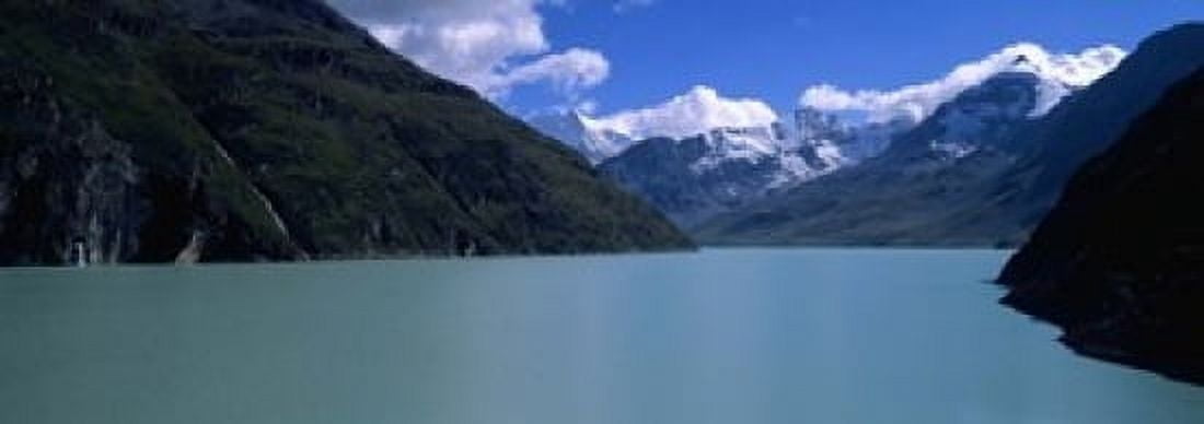 Mountain at the lakeside Grande Dixence Dam Valais Canton Switzerland Canvas Art - Panoramic Images (18 x 7)