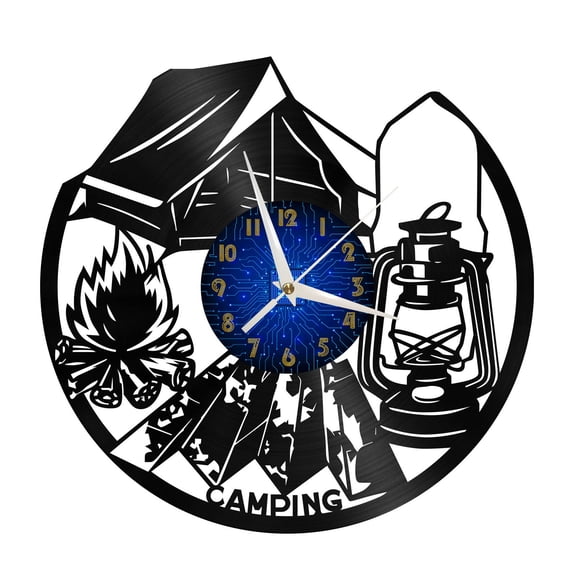Mountain camping Vinyl Record Wall Clock for Kitchen Wall Decor Wall Art Gift for Lover Gift Idea for a Best Friend(B)