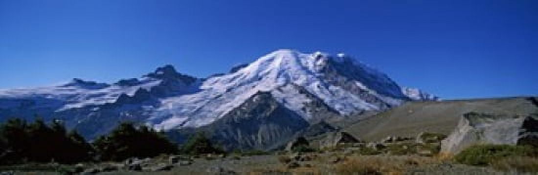 Mountain covered with snow Mt Rainier Mt Rainier National Park Pierce County Washington State USA Canvas Art - Panoramic Images (18 x 6)