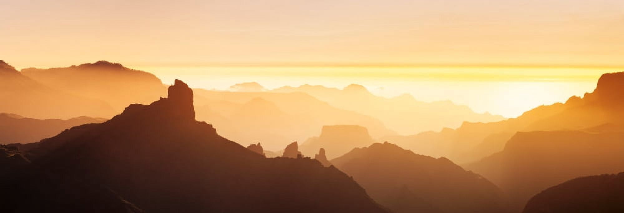 Mountain landscape with Roque Bentayga near Tejeda Gran Canaria Spain Canvas Art - Panoramic Images (27 x 9)