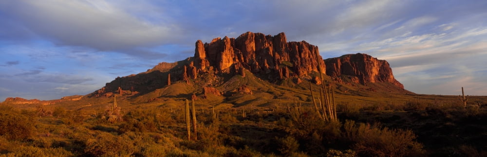 Mountain on a landscape Superstition Mountains Lost Dutchman State Park Pinal County Arizona USA Canvas Art - Panoramic Images (36 x 12)