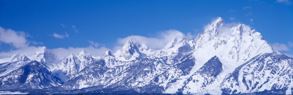 Mountain range Grand Teton National Park Wyoming USA Canvas Art - Panoramic Images (6 x 18)