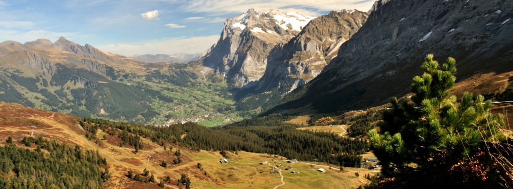Mountain range Grindelwald Kleine Scheidegg Bernese Oberland Bern Switzerland Canvas Art - Panoramic Images (27 x 9)