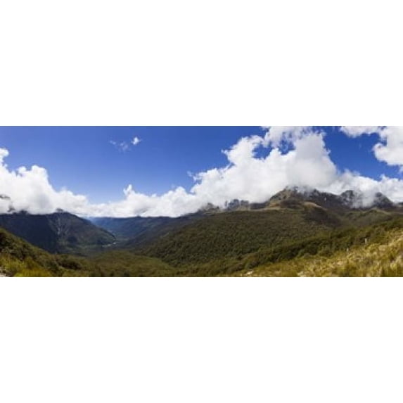 Mountain range, Key Summit, Fiordland National Park, South Island, New Zealand Poster Print (15 x 6)