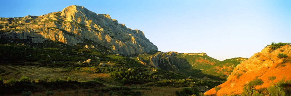 Mountain range Montagne Sainte-Victoire Provence-Alpes-Cote dAzur France Canvas Art - Panoramic Images (36 x 12)