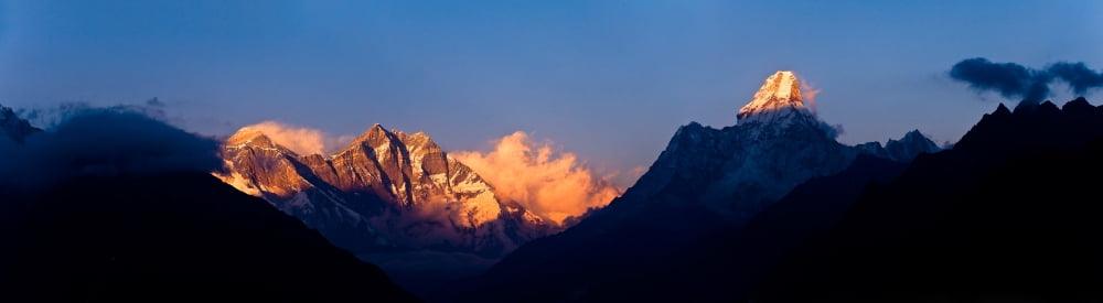 Mountain range at dusk Ama Dablam Khumbu Himalayas Nepal Canvas Art - Panoramic Images (33 x 9)