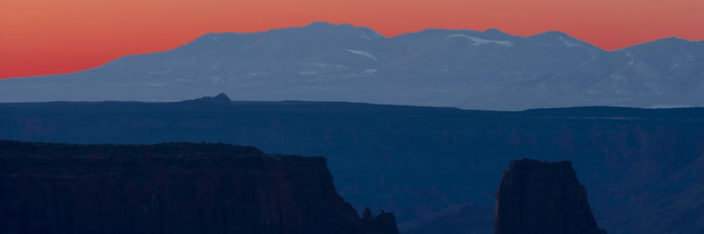 Mountain range at sunrise La Sal Mountains Dead Horse Point State Park Utah USA Canvas Art - Panoramic Images (12 x 36)