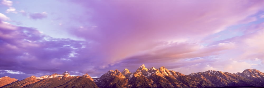 Mountain range at sunrise Teton Range Grand Teton National Park Wyoming USA Canvas Art - Panoramic Images (6 x 18)