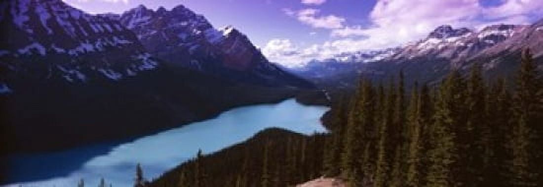 Mountain range at the lakeside Banff National Park Alberta Canada Canvas Art - Panoramic Images (18 x 7)