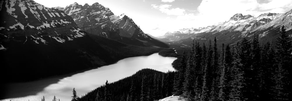 Mountain range at the lakeside Banff National Park Alberta Canada Canvas Art - Panoramic Images (7 x 18)