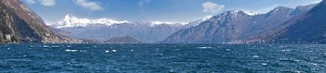 Mountain range at the lakeside Lake Como Como Lombardy Italy Canvas Art - Panoramic Images (22 x 5)
