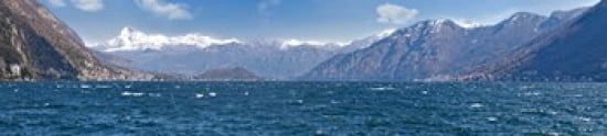 Mountain range at the lakeside Lake Como Como Lombardy Italy Canvas Art - Panoramic Images (44 x 10)