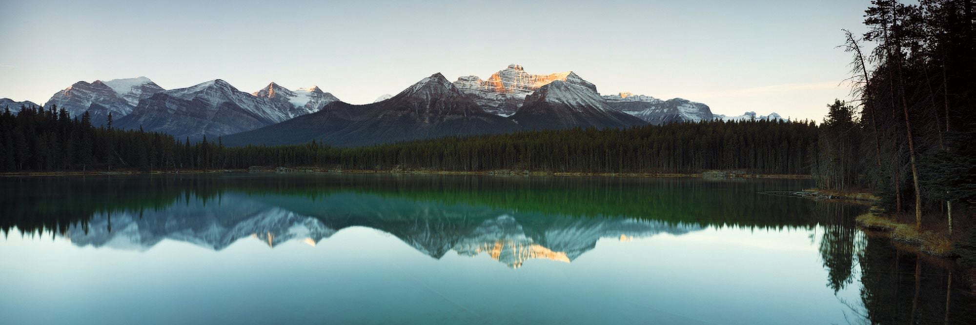 Mountain range at the lakeside Lake Herbert Banff National Park Alberta Canada Canvas Art - Panoramic Images (12 x 36)