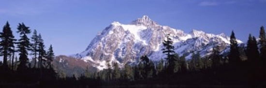 Mountain range covered with snow Mt Shuksan Picture Lake North Cascades National Park Washington State USA Canvas Art - Panoramic Images (18 x 6)