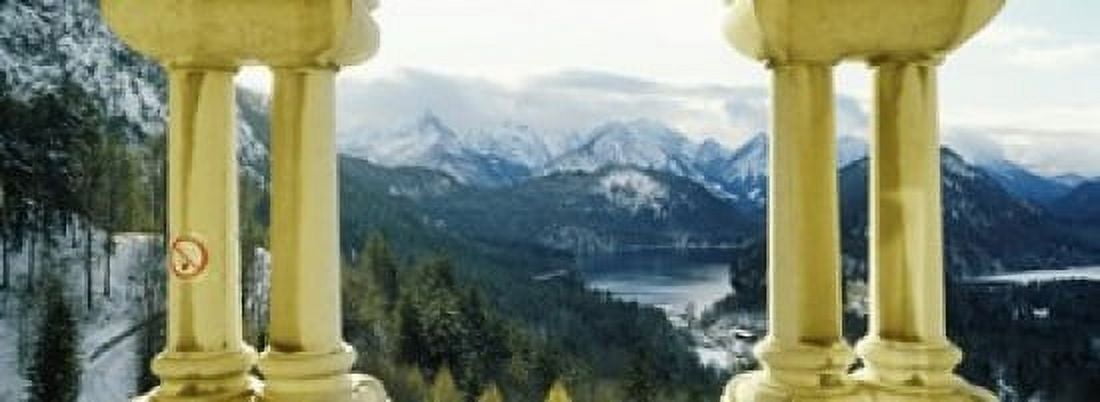 Mountain range viewed from the balcony of a castle Hohenschwangau Castle Bavaria Germany Canvas Art - Panoramic Images (36 x 13)