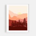 thumbnail image 1 of Mountain view in orange - Illustration Forest Nature Landscape Mountain Sunset Minimalist Autumn White Framed Wall Art Print 6 x 8 inches, 1 of 3