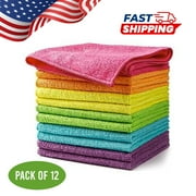 MountainAir - 12 Pcs Multi Color Microfiber Cloth for Household Cleaning – Soft Lint Free Dusting and Washing Towel Rag for Cars.