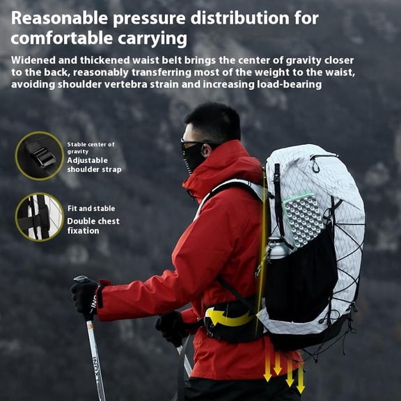 Mountaineering Bag Large Capacity Camping Off-road Waterproof Backpack,White