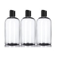 thumbnail image 1 of Mountainleaf 3 Pack 16 oz Empty Clear Squat Boston Round PET Plastic Bottles with Black Disc Caps, 1 of 4