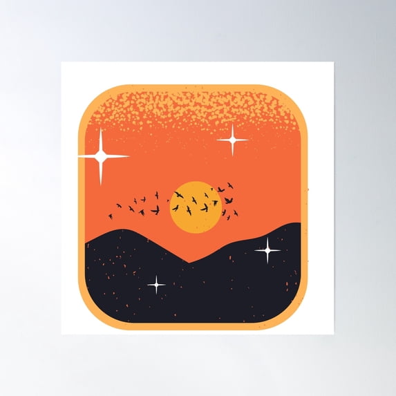 Mountainous Sunset Poster Wall Art, Modern Wall Decor, 30x30 UNFRAMED