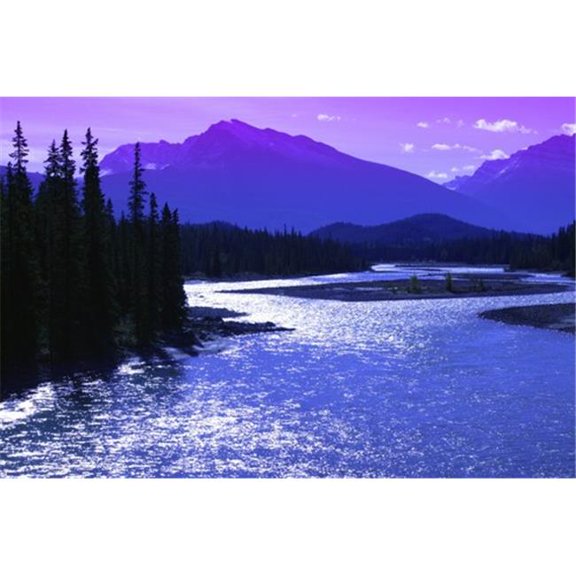 Mountains & A River Jasper National Park Alberta Poster Print by Don Hammond, 17 x 11