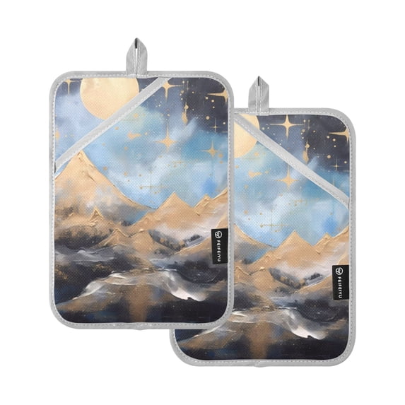 ALAZA Mountains Abstract Pot Holders Set of 2 Heat Resistant Kitchen Oven Mitts
