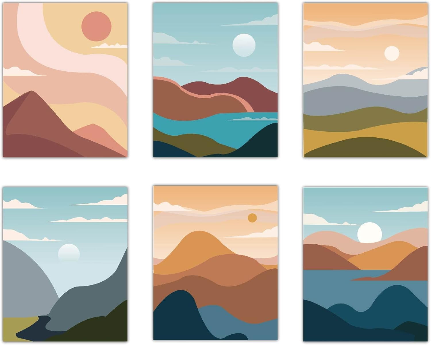 Mountains Abstract Wall Art Prints Landscape Sunset Sunrise Modern ...