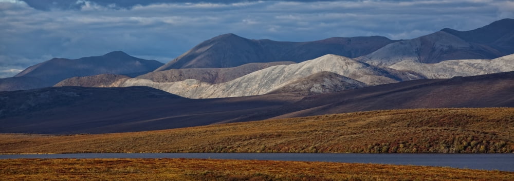 Mountains Along The Dempster Highway At Sunset Yukon Canada Canvas Art - Robert Postma Design Pics (36 x 12)