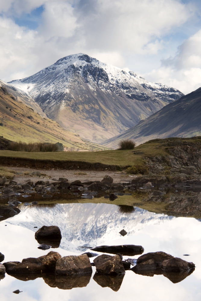 Mountains And Lake At Lake District Cumbria England Canvas Art - John Short Design Pics (22 x 34)