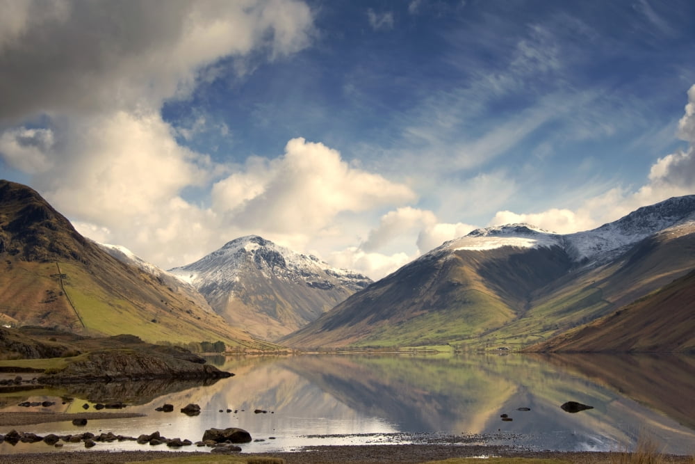 Mountains And Lake At Lake District Cumbria England United Kingdom Canvas Art - John Short Design Pics (17 x 11)