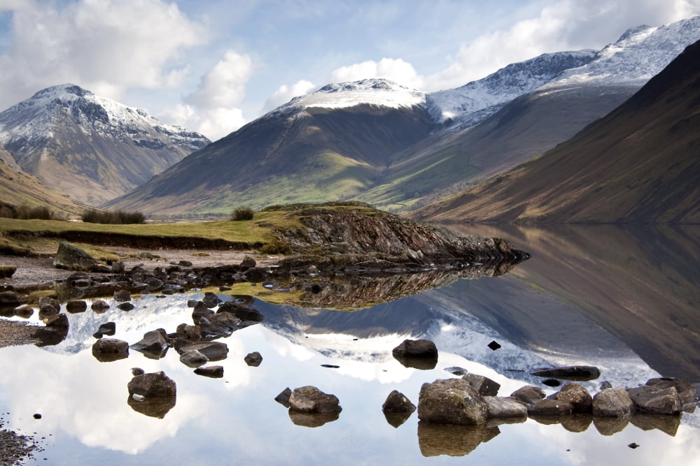 Mountains And Lake At Lake District Cumbria England United Kingdom Canvas Art - John Short Design Pics (34 x 22)