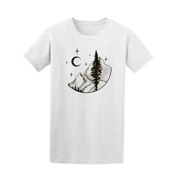 Mountains And Moon Dot Art T-Shirt Men -Image by Shutterstock, Male Large