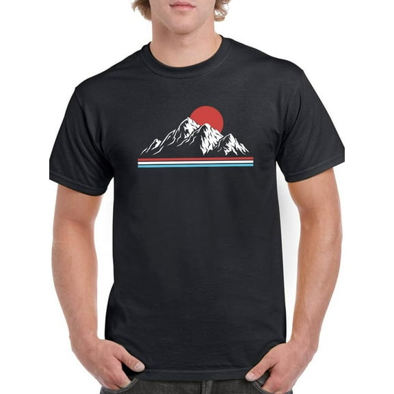 Mountains And Red Sun T-Shirt Men -Smartprints Designs, Male Medium