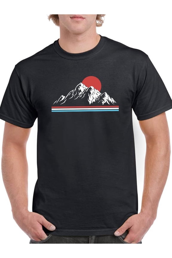 Mountains And Red Sun T-Shirt Men -Smartprints Designs, Male Small