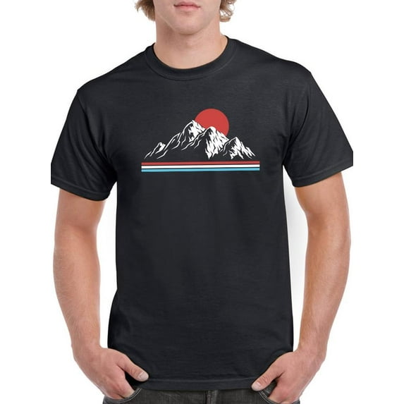 Mountains And Red Sun T-Shirt Men -Smartprints Designs, Male x-Large