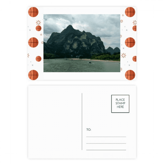 Mountains And Rivers Photography Basketball Postcard Set Thanks Card Mailing Side 20pcs