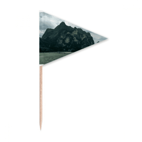 Mountains And Rivers Photography Toothpick Triangle Cupcake Toppers Flag