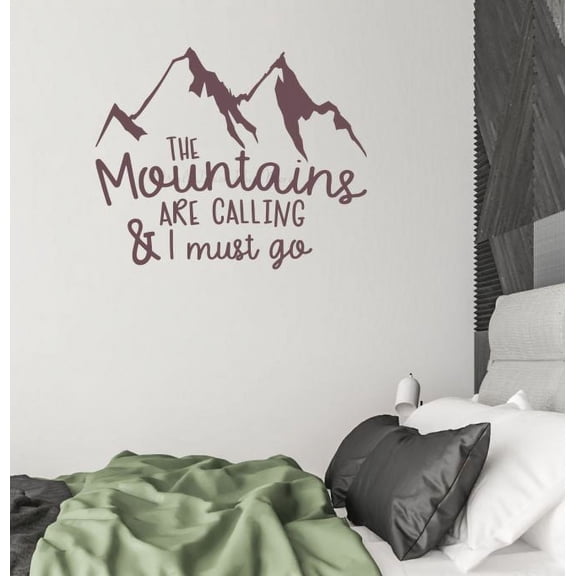 Mountains Are Calling Camper Wall Art Lettering RV Interior Decor Stickers Motorhome Decals 23x19-Inch Eggplant